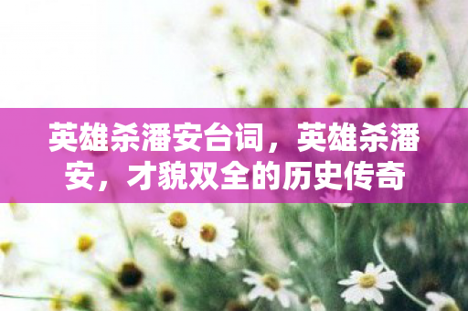 英雄杀潘安台词，英雄杀潘安，才貌双全的历史传奇