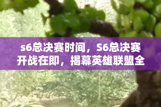 s6总决赛时间，S6总决赛开战在即，揭幕英雄联盟全球巅峰对决的时刻