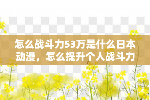 怎么战斗力53万是什么日本动漫，怎么提升个人战斗力，从自我提升到团队协作的全面指南