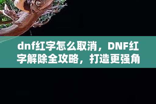 dnf红字怎么取消，DNF红字解除全攻略，打造更强角色的必备技巧
