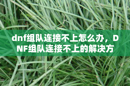 dnf组队连接不上怎么办，DNF组队连接不上的解决方案