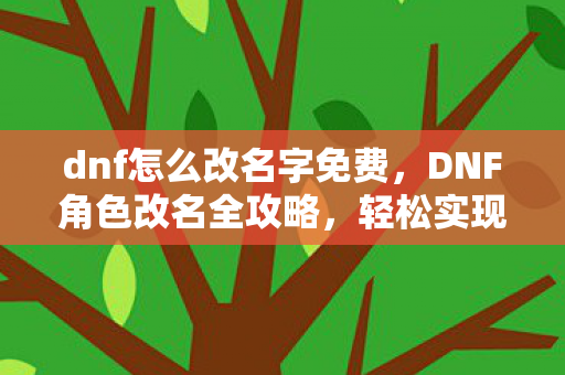 dnf怎么改名字免费,DNF角色改名全攻略,轻松实现角色名称变更 dnf怎么改名字免费,DNF角色改名全攻略,轻松实现角色名称变更