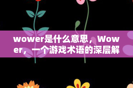 wower是什么意思，Wower，一个游戏术语的深层解析