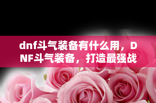 dnf斗气装备有什么用，DNF斗气装备，打造最强战斗力的神秘途径