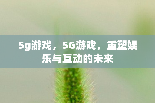 5g游戏,5G游戏,重塑娱乐与互动的未来 5g游戏,5G游戏,重塑娱乐与互动的未来