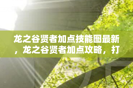 龙之谷贤者加点技能图最新，龙之谷贤者加点攻略，打造最强辅助角色