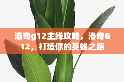 洛奇g12主线攻略，洛奇G12，打造你的英雄之路