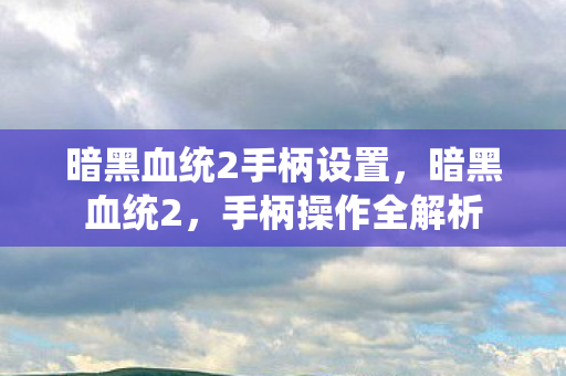 暗黑血统2手柄设置，暗黑血统2，手柄操作全解析