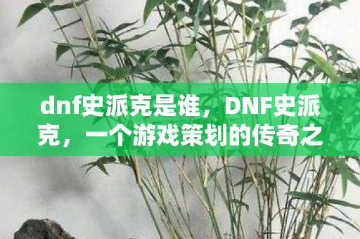 dnf史派克是谁，DNF史派克，一个游戏策划的传奇之路