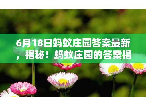 6月18日蚂蚁庄园答案最新，揭秘！蚂蚁庄园的答案揭晓，让我们一起探索知识的宝藏—6月18日答案解析