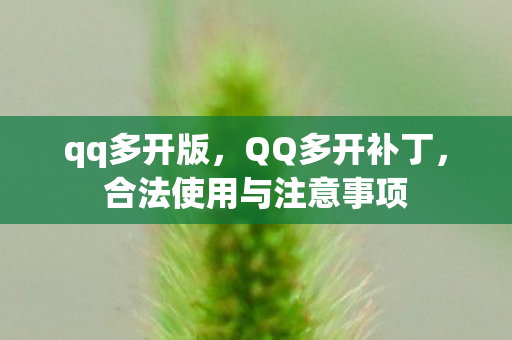 qq多开版，QQ多开补丁，合法使用与注意事项