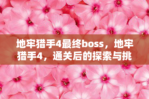 地牢猎手4最终boss,地牢猎手4,通关后的探索与挑战 地牢猎手4最终boss,地牢猎手4,通关后的探索与挑战