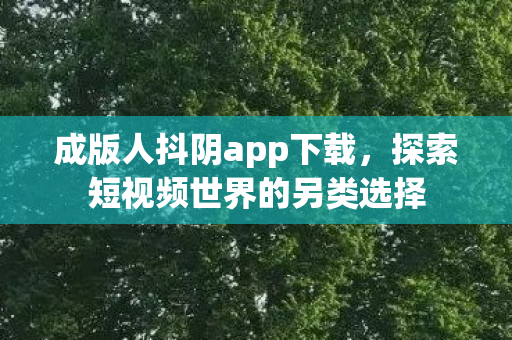 成版人抖阴app下载，探索短视频世界的另类选择