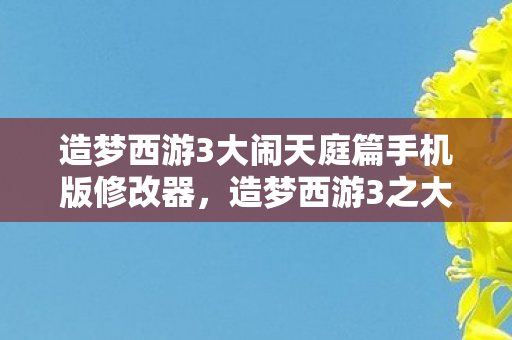 造梦西游3大闹天庭篇手机版修改器，造梦西游3之大闹天庭篇修改器，解锁无限可能的冒险之旅