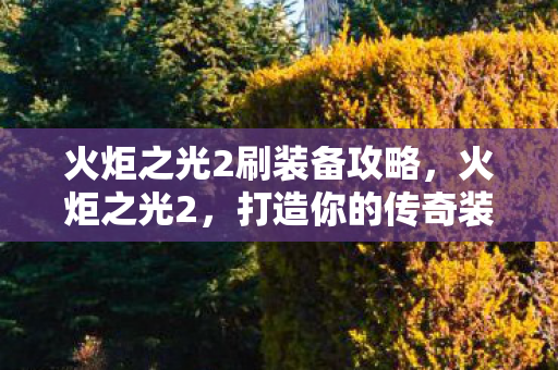 火炬之光2刷装备攻略，火炬之光2，打造你的传奇装备