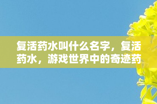 复活药水叫什么名字,复活药水,游戏世界中的奇迹药剂 复活药水叫什么名字,复活药水,游戏世界中的奇迹药剂