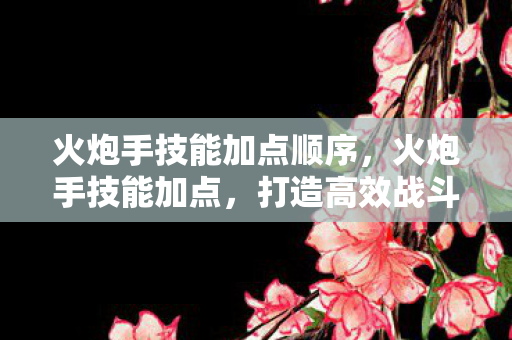 火炮手技能加点顺序，火炮手技能加点，打造高效战斗力的关键