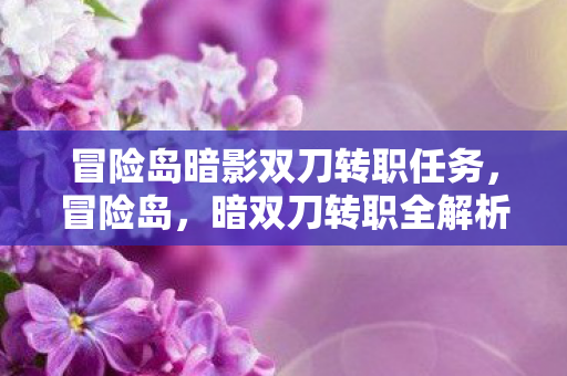冒险岛暗影双刀转职任务，冒险岛，暗双刀转职全解析
