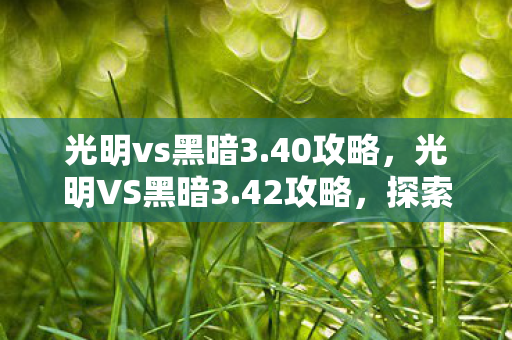 光明vs黑暗3.40攻略，光明VS黑暗3.42攻略，探索未知，挑战极限