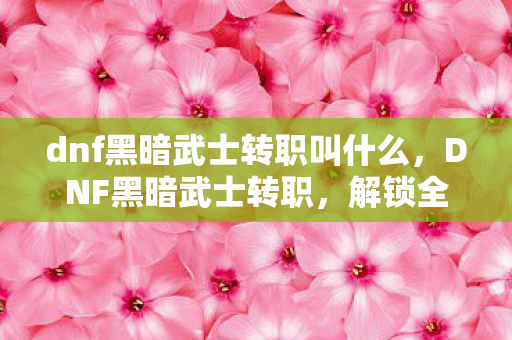 dnf黑暗武士转职叫什么，DNF黑暗武士转职，解锁全新战斗风格，挑战未知领域