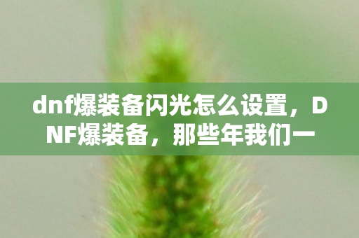 dnf爆装备闪光怎么设置，DNF爆装备，那些年我们一起追逐的奇迹