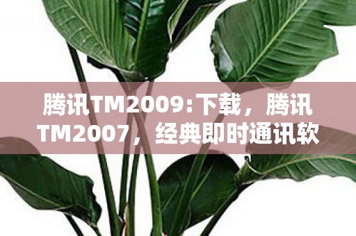 腾讯TM2009:下载,腾讯TM2007,经典即时通讯软件的回忆与解析 腾讯TM2009:下载,腾讯TM2007,经典即时通讯软件的回忆与解析