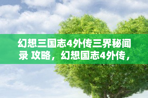 幻想三国志4外传三界秘闻录 攻略，幻想国志4外传，界秘闻录