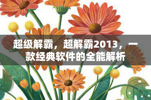 超级解霸，超解霸2013，一款经典软件的全能解析