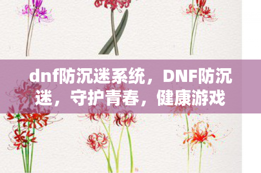 dnf防沉迷系统，DNF防沉迷，守护青春，健康游戏