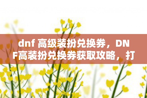 dnf 高级装扮兑换券，DNF高装扮兑换券获取攻略，打造个性角色的时尚秘籍