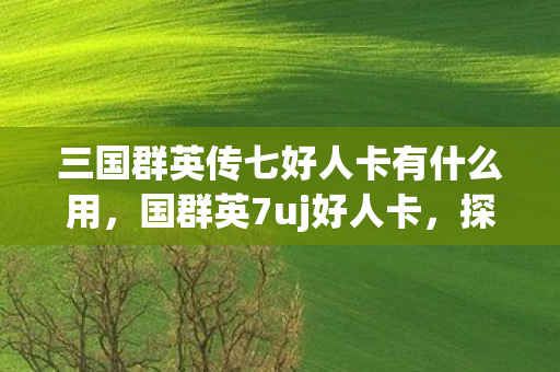 三国群英传七好人卡有什么用,国群英7uj好人卡,探索数字时代的文化符号与情感共鸣 三国群英传七好人卡有什么用,国群英7uj好人卡,探索数字时代的文化符号与情感共鸣