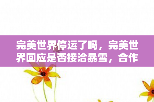 完美世界停运了吗,完美世界回应是否接洽暴雪,合作细节待公布,粉丝期待新动向 完美世界停运了吗,完美世界回应是否接洽暴雪,合作细节待公布,粉丝期待新动向