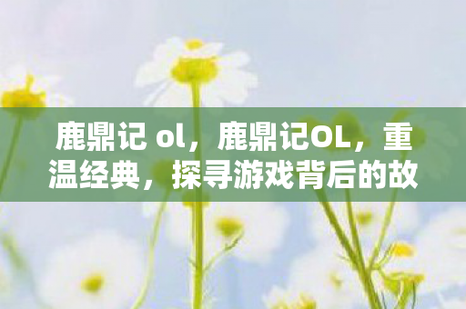 鹿鼎记 ol，鹿鼎记OL，重温经典，探寻游戏背后的故事