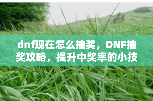 dnf现在怎么抽奖，DNF抽奖攻略，提升中奖率的小技巧