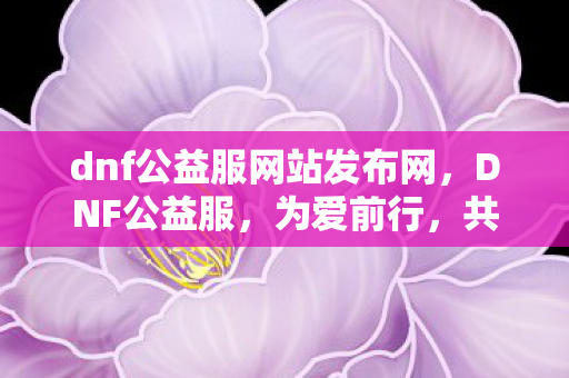 dnf公益服网站发布网，DNF公益服，为爱前行，共筑游戏公益新篇章