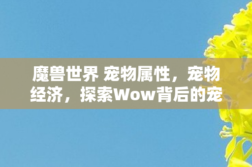魔兽世界 宠物属性，宠物经济，探索Wow背后的宠物消费市场