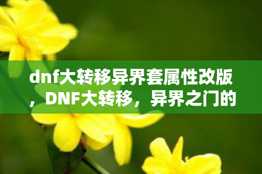 dnf大转移异界套属性改版，DNF大转移，异界之门的开启与影响