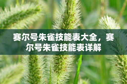 赛尔号朱雀技能表大全，赛尔号朱雀技能表详解