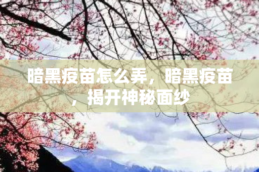 暗黑疫苗怎么弄图片