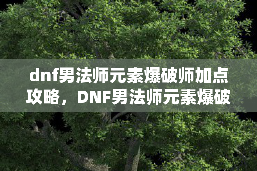 dnf男法师元素爆破师加点攻略图片