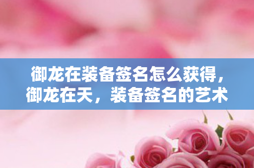 御龙在装备签名怎么获得图片