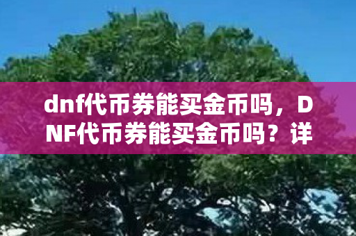 dnf代币券能买金币吗，DNF代币券能买金币吗？详解代币券使用规则与注意事项
