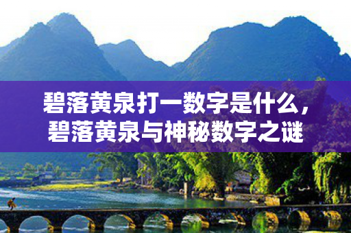 碧落黄泉打一数字是什么，碧落黄泉与神秘数字之谜