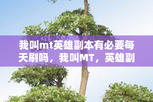 我叫mt英雄副本有必要每天刷吗，我叫MT，英雄副本掉落全解析