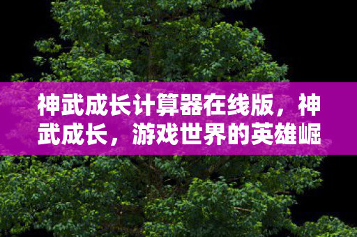 神武成长计算器在线版，神武成长，游戏世界的英雄崛起之路