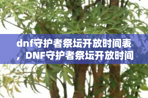DNF守护者祭坛开放时间详解图片