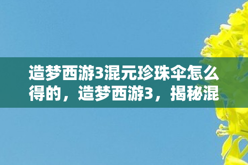 造梦西游3混元珍珠伞怎么得的图片