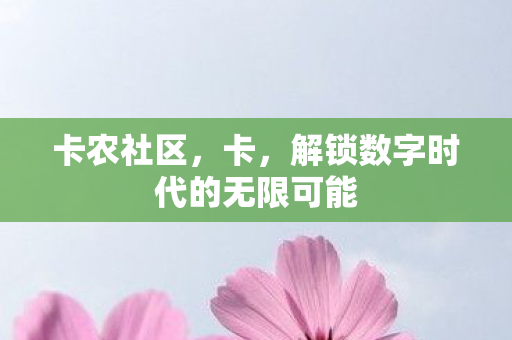 卡农社区，卡，解锁数字时代的无限可能