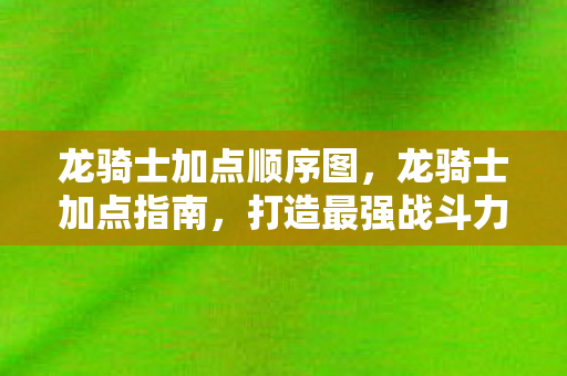 龙骑士加点顺序图，龙骑士加点指南，打造最强战斗力的关键
