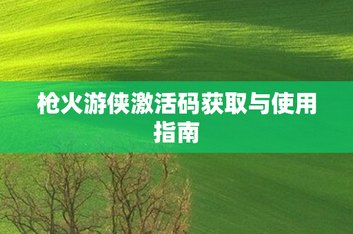 枪火游侠激活码获取与使用指南